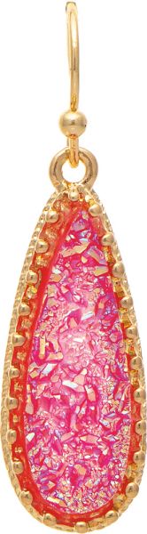 Gold Red Druzy Teardrop Earring