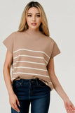 Tan Mock neck short sleeve sweater