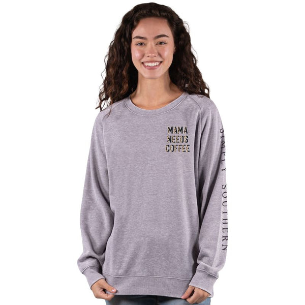 mama needs coffee sweatshirt simply southern gray crew neck
