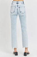 Light blue jeans on a white background