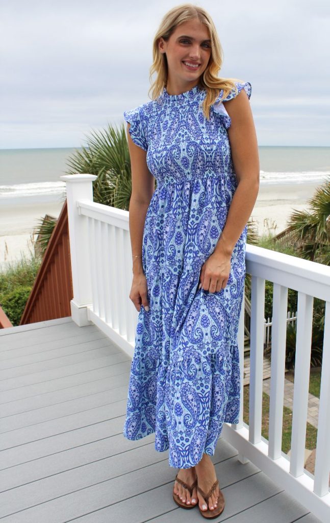 Simply Southern Midi Dress Smocked Paisley