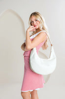 Jen and Co Alex crescent shoulder bag vegan Sage Green