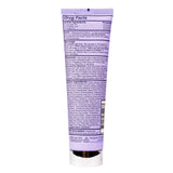 Back label of a purple tube with text on a white background