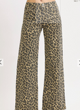 Risen Leopard Jeans Mid Rise Wide Leg