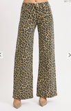 Risen Leopard Jeans Mid Rise Wide Leg