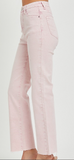 Light pink jeans on a white background