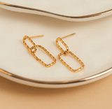 Narelle waterproof textured oval hoop earring gold
