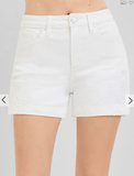 Risen White embroidered shorts