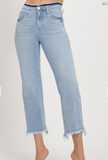 Light blue jeans on a white background