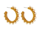 Light Brown pearl hoop earrings