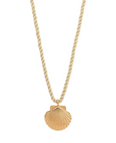 Ivory corded gold seashell necklace