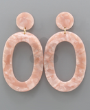 Peach acrylic disc curvy oval earrings