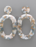 Blue Multi color acrylic disc curvy oval earrings