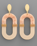 Pink oval chain earrings