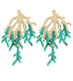 Fringe turquoise coral earrings