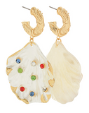 Shell Dangling oyster multi color hoops