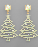 Christmas tree crystal earrings