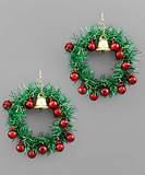 Green wreath beaded earrings