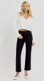 Risen Black High Rise Crop Straight Pants