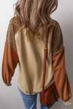 Khaki Lace Patchwork Color drop shirt blouse