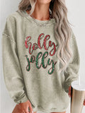 Holly Jolly corded sweatshirt green