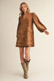 Camel dress 3/4 length sleeves