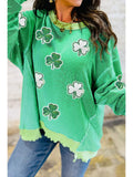 Saint Patrick's Day Sequin Clover Sweatshirt