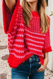 Red and Pink 3/4 length sleeve sweater