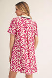Short Sleeve magenta shift dress