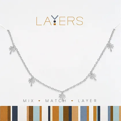 Layers Silver Mini Palm Dangle Necklace