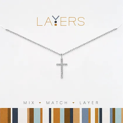 Layers silver cross necklace 