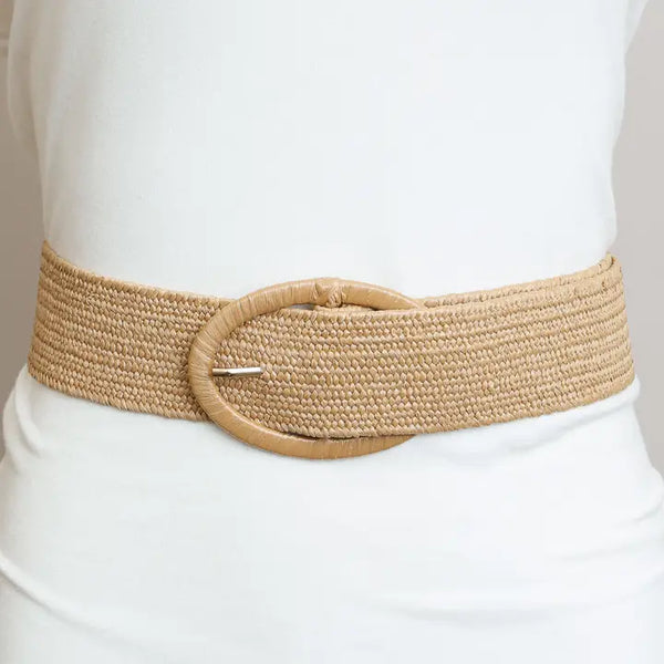 Raffia Oval Belt Buckle