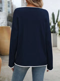 Crew Neck Navy Long sleeve sweater