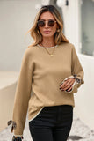 Leopard bow split sleeve tan sweater