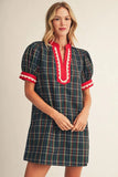 Plaid Shift Dress Hunter Green