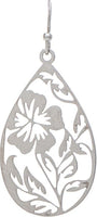 Silver Floral Cutout Small Teardrop Earrings