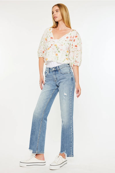 Kan Can Mid  Rise  true straight jeans medium wash