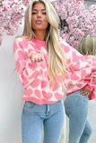 Strawberry Pink  white hearts sweater