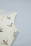 Beige Mallard Print Western Style Tank Top: Beige