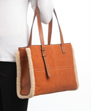 Sherpa Tote by Simply Noelle whiskey/light brown
