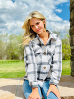 simply southern button down shacket gray white
