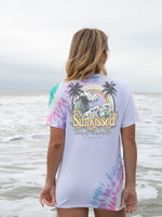 simply southern white tshirt sunkissed waves and palm trees tie dye