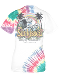 Simply Southern sunkissed tie dye tshirt with waves and palm trees