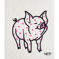 Swedish Dish Cloth Pink pig polka dot