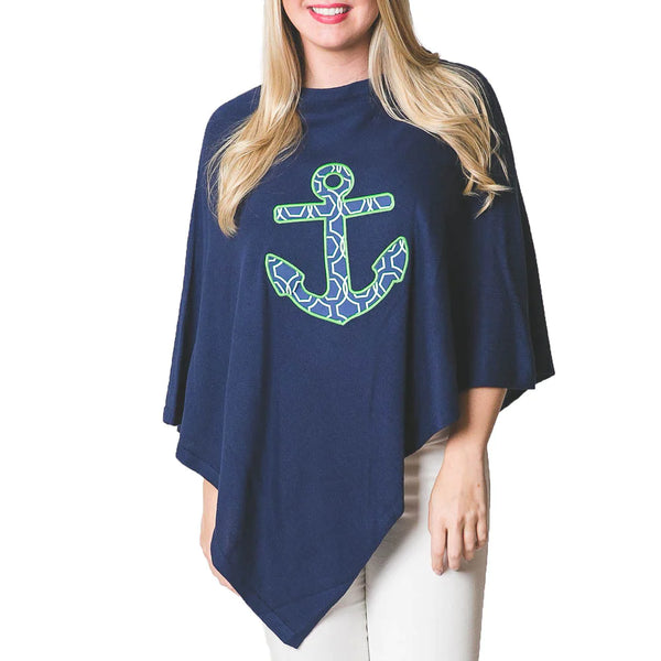 Navy blue anchor poncho