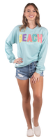 Simply Southern model beach blue sweatshirt